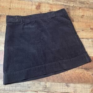 LOFT Women's 100% Cotton Gray Corduroy Back Zip Mini Skirt Sz 8 Preppy Classic
